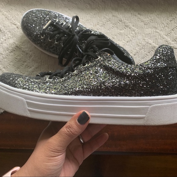 Topshop Shoes - Topshop Black Glitter Sneakers